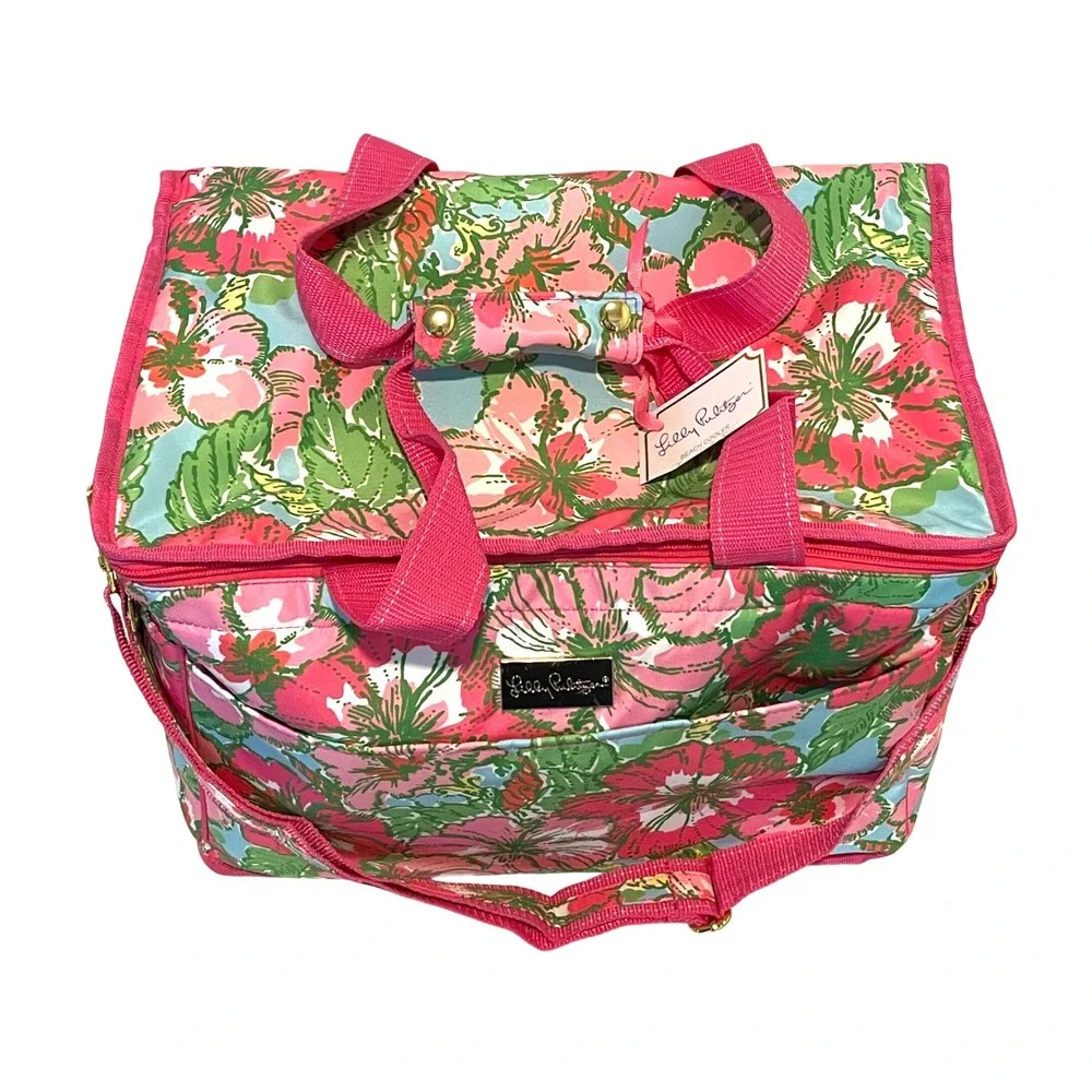 Lilly Pulitzer Beach Cooler Bag Womens OS Pink‎ Floral Preppy Tropical Insulated